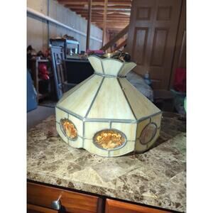 Vintage Stained Glass Hanging Lamp Tiffany Style 16” Fruit Pendant Light